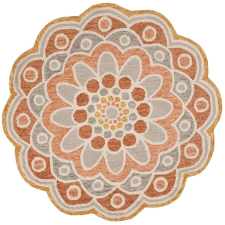 Safavieh 3 x 3 ft. Novelty Hand Tufted Round Area Rug, Grey & Rust NOV101C-3R